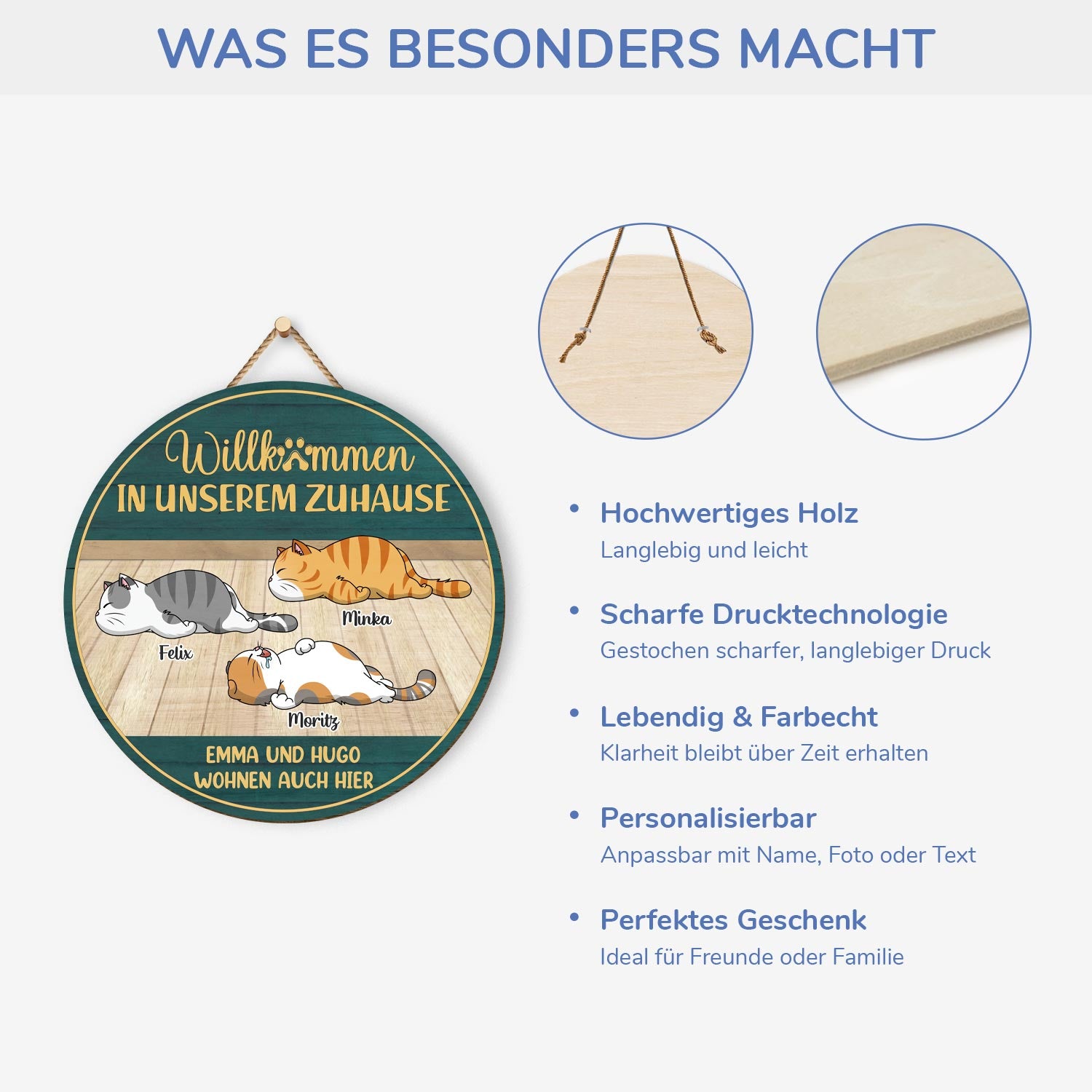 5115QGE4 willkommen in meinem zuhause holzschild personalisiert katzen 5115Q6YAD