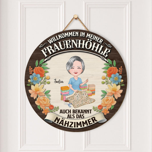 5120QGE2 willkommen in meiner frauenhohle holzschild personalisiert_ frauen nahen 5120Q