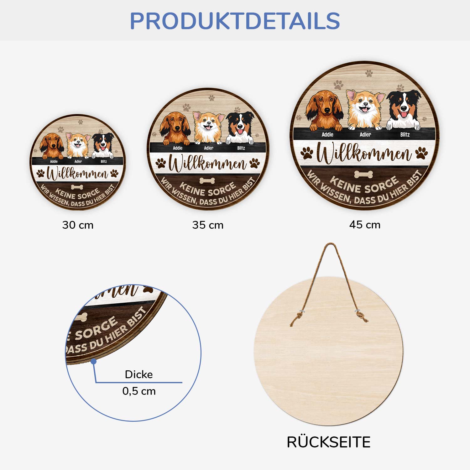 5133QGE3 willkommen keine sorge holzschild personalisiert_ hunde 5133QTKAC