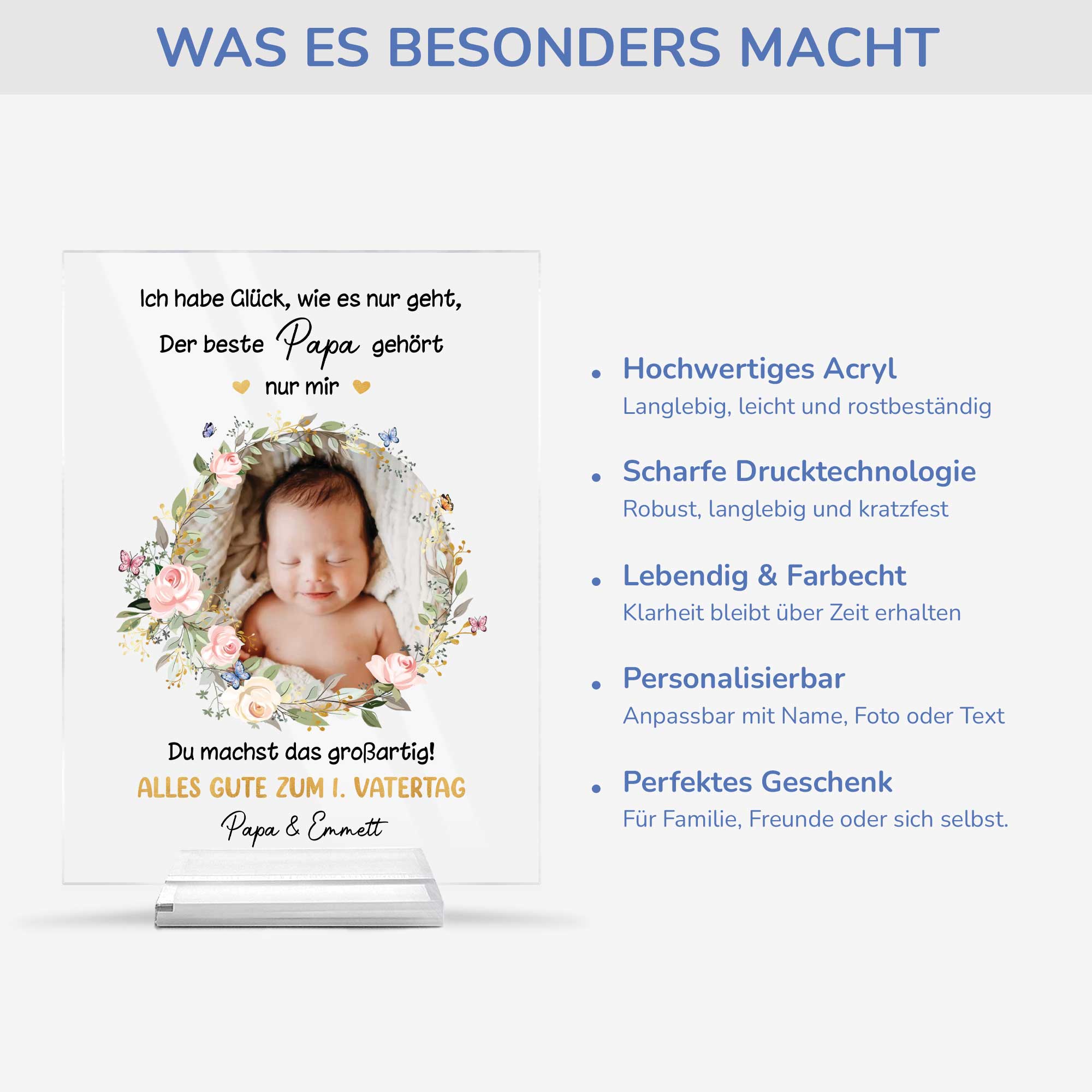 5139RGE5 alles gute zum ersten muttertag personalisierte acryl plakette mit stander mama mit foto 5139R86AB