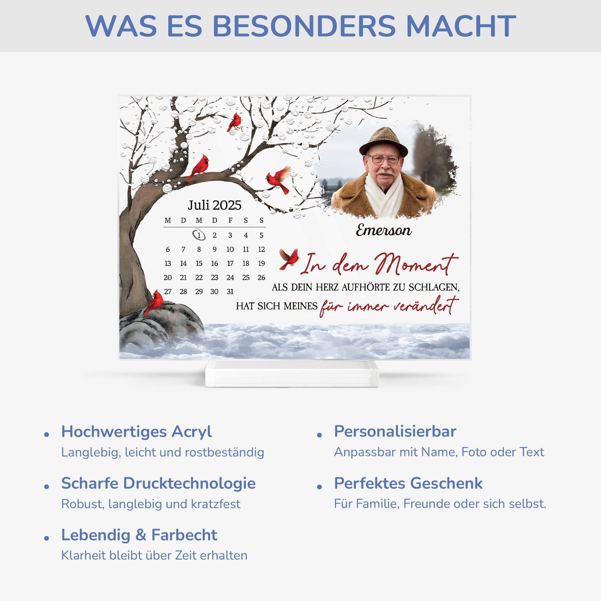 5142RGE5 als dein herz stillstand personalisierte acryl plakette mit stander papa mit foto zur erinnerung kalender 5142R86TB