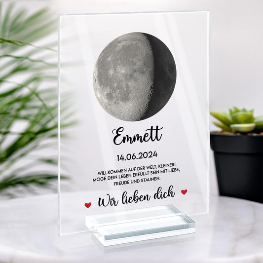 5146RGE2 willkommen auf der welt kleine mondphasen personalisierte acryl plakette mit stander baby 5146R8QAK
