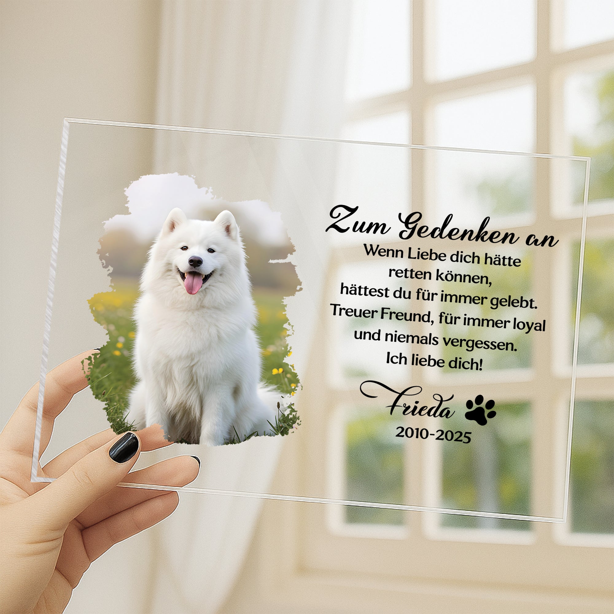 5148RGE3 zum gedenken an personalisierte acryl plakette mit stander hund zur erinnerung foto 5148R8QNC