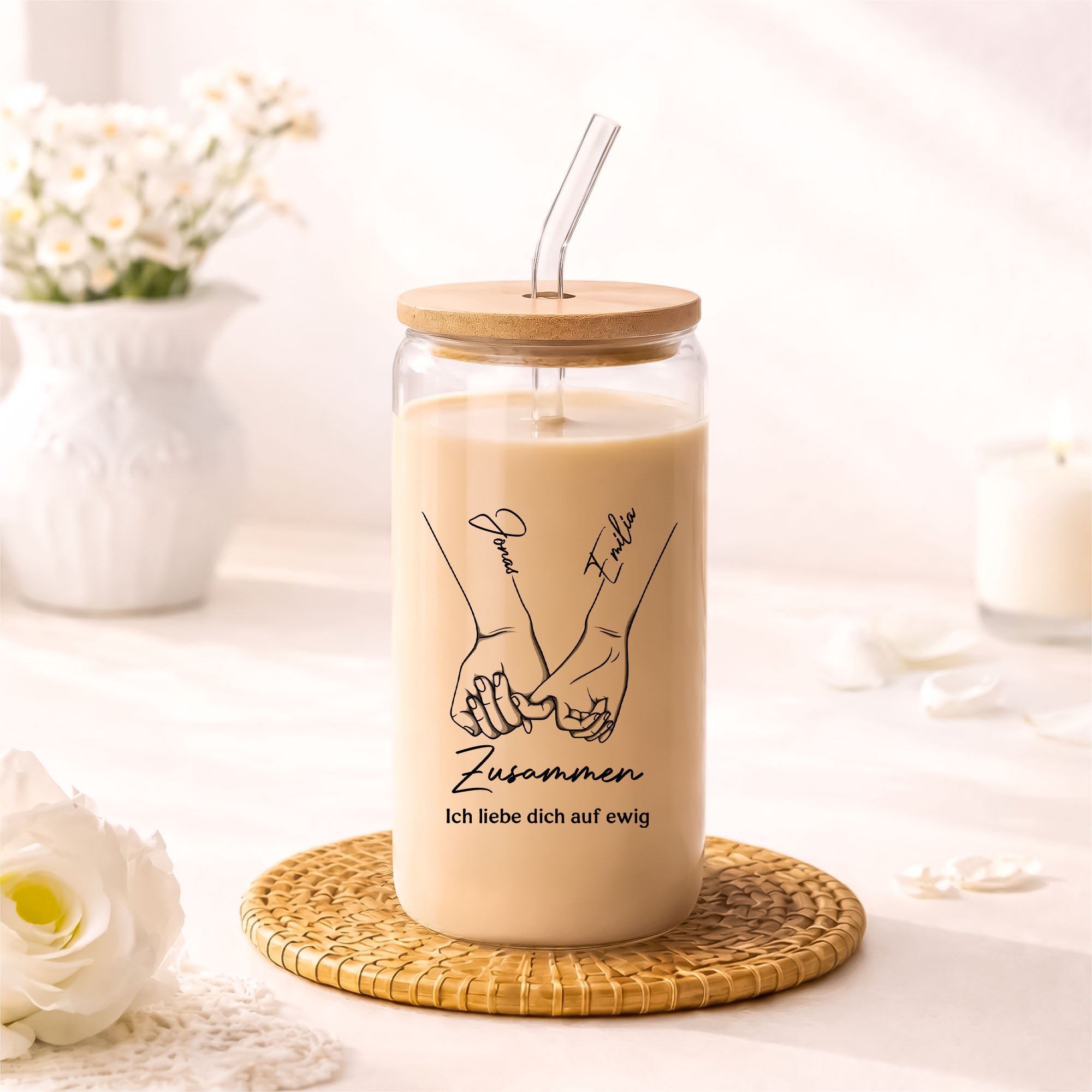5150AGE1 vom ersten kuss bis zum letzten atemzug personalisierte paar geschenke  glas mit deckel und strohhalm 5150attvng_1