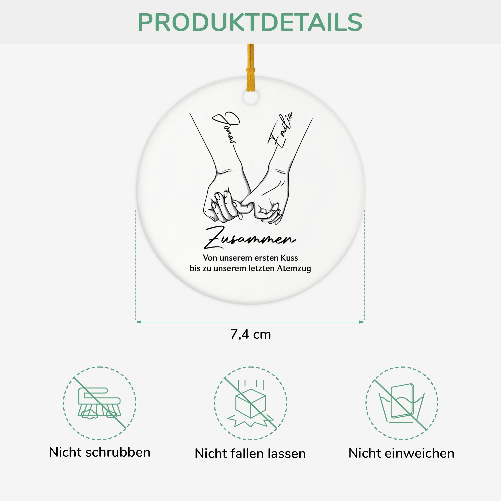 5150OGE3 unser erster kuss spruche personalisierte keramik ornament paare 5150OTQNG