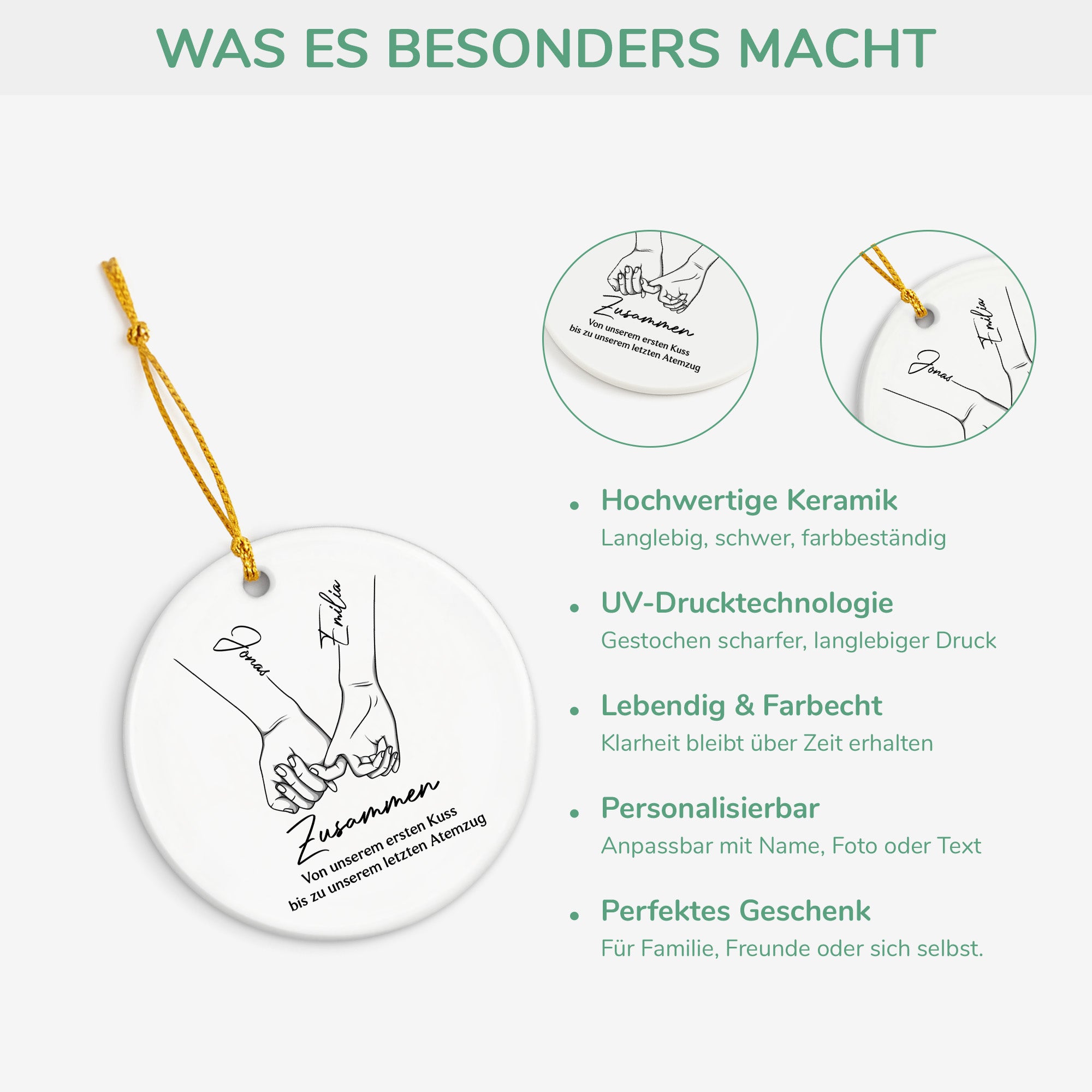 5150OGE4 unser erster kuss spruche personalisierte keramik ornament paare 5150OTQNG