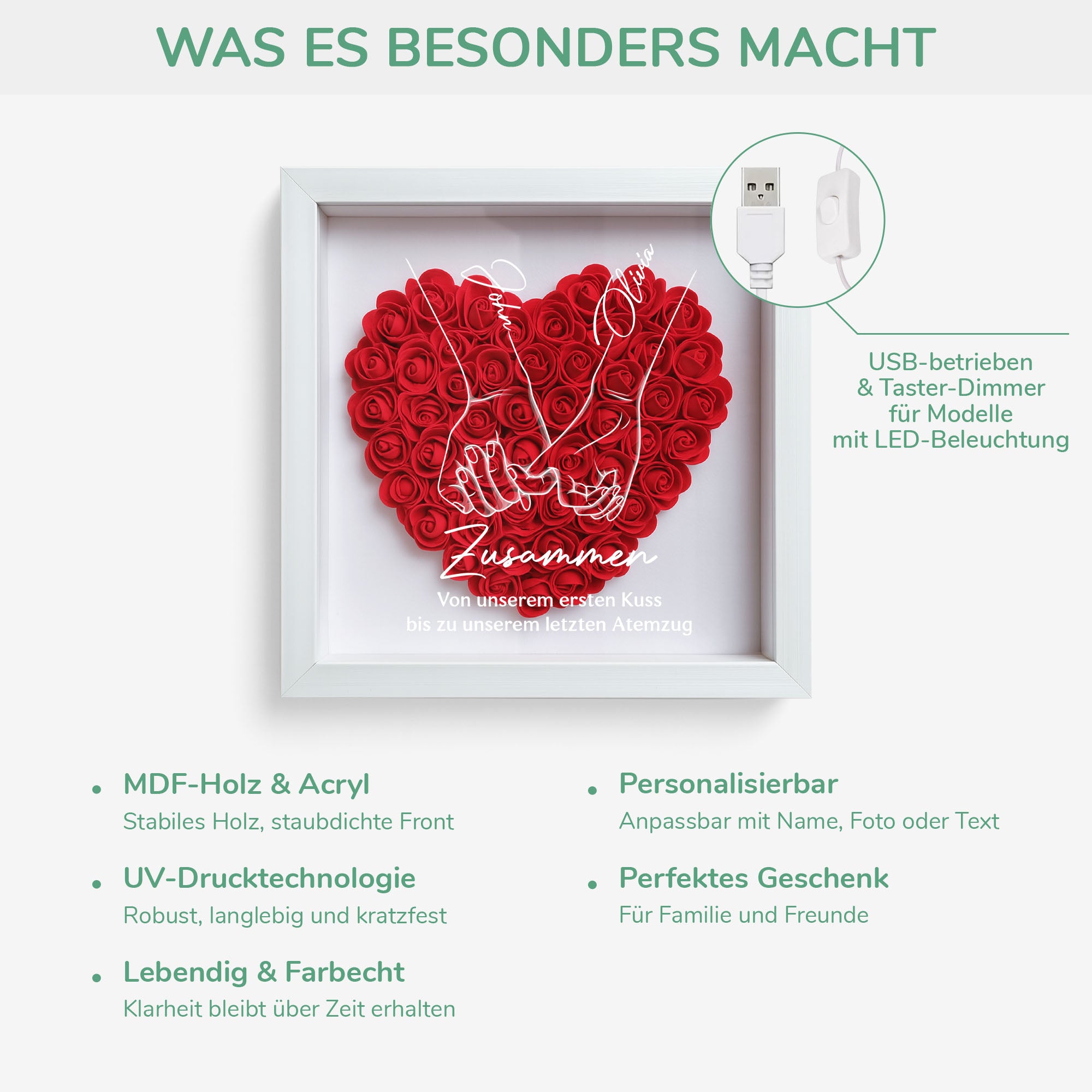 5150OGE4 vom ersten kuss bis zum letzten atemzug personalisierte paar geschenke  blumen 3d bilderrahmen 5150otvng