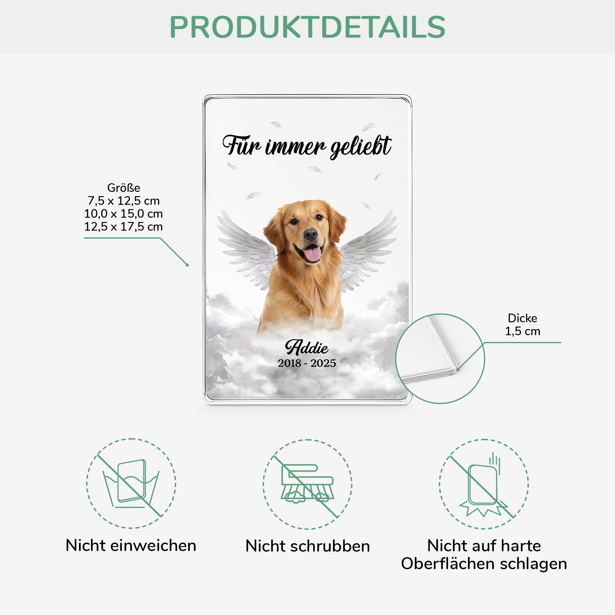 5155RGE3 fur immer geliebt personalisierte acryl plakette zur erinnerung hunde mit foto 5155R