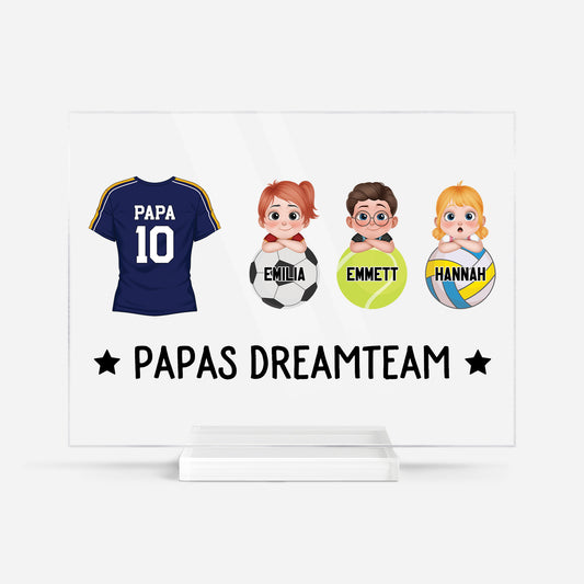 5166RGE1 papas dreamteam personalisierte acryl plakette papa sportarten 5166RTYMB