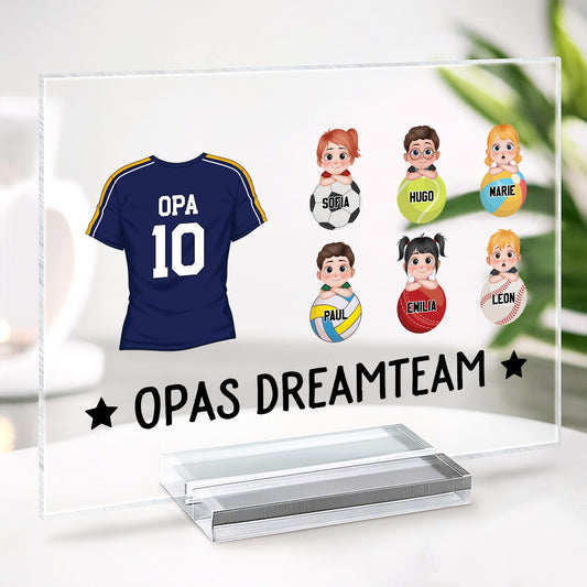 5166RGE2 papas dreamteam personalisierte acryl plakette papa sportarten 5166RTYMB
