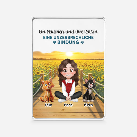 5171RGE1 ein madchen und ihre katzen cartoon personalisierte acryl plakette katzen 5171R8QZD