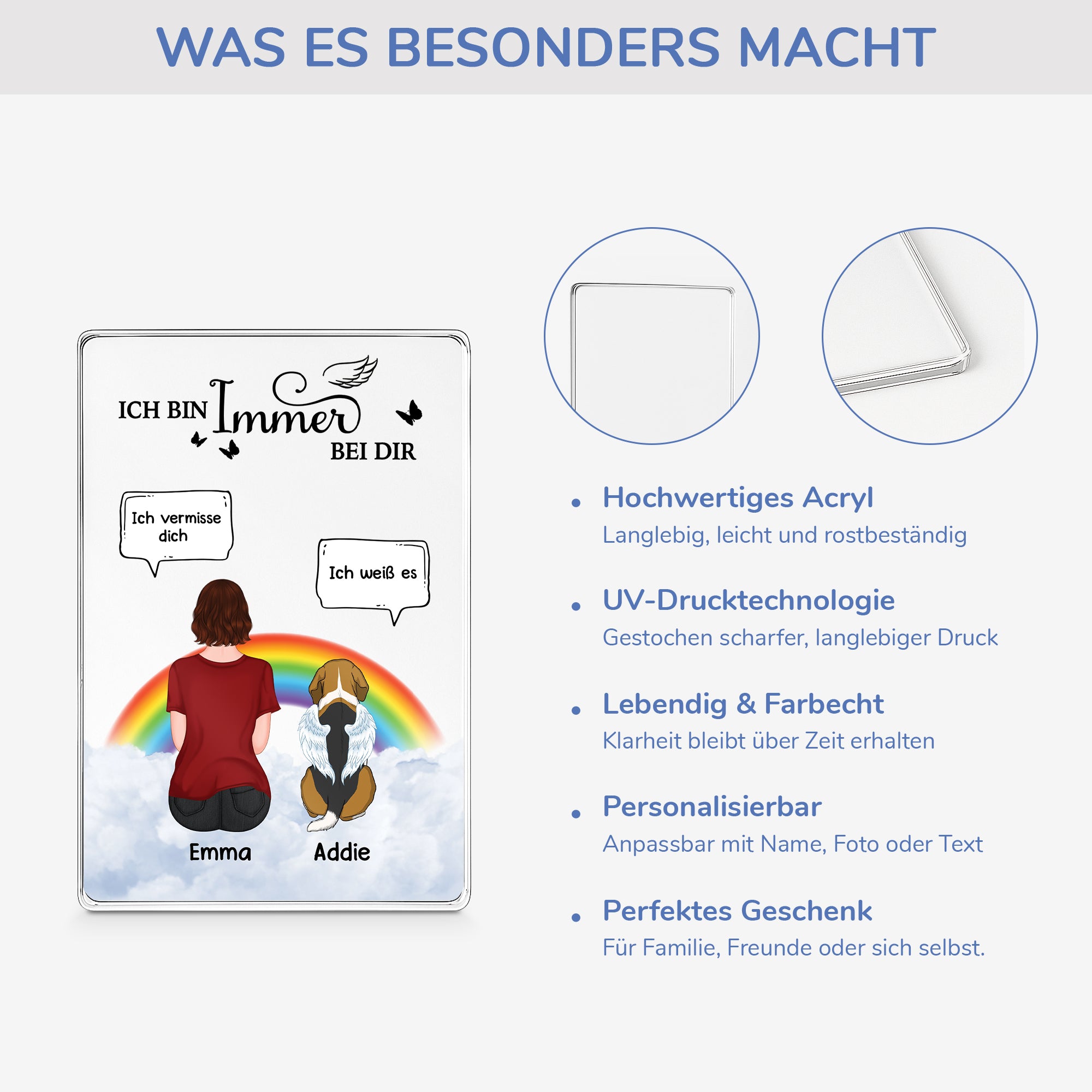 Ich Vermisse Dich - Personalisiertes Geschenk | Acryl Plakette Hunde z -  Dietollemode, image size:2000x2000