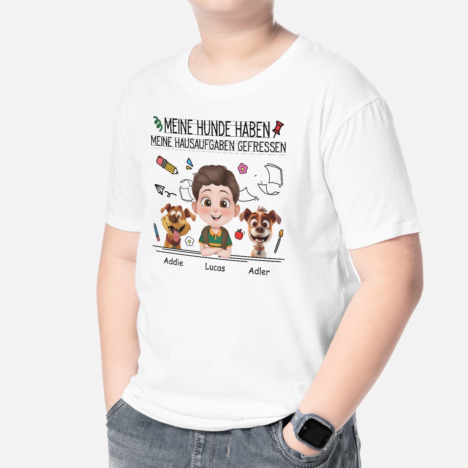 5195AGE2 mein hund hat meine hausaufgaben gefressen lustiges t shirt einschulung personalisiert_ kinder 5195AKYTK