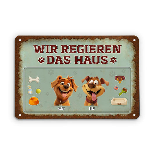 5199EGE1 wir regieren das haus turschild hund personalisiert metall 5199E8YAC