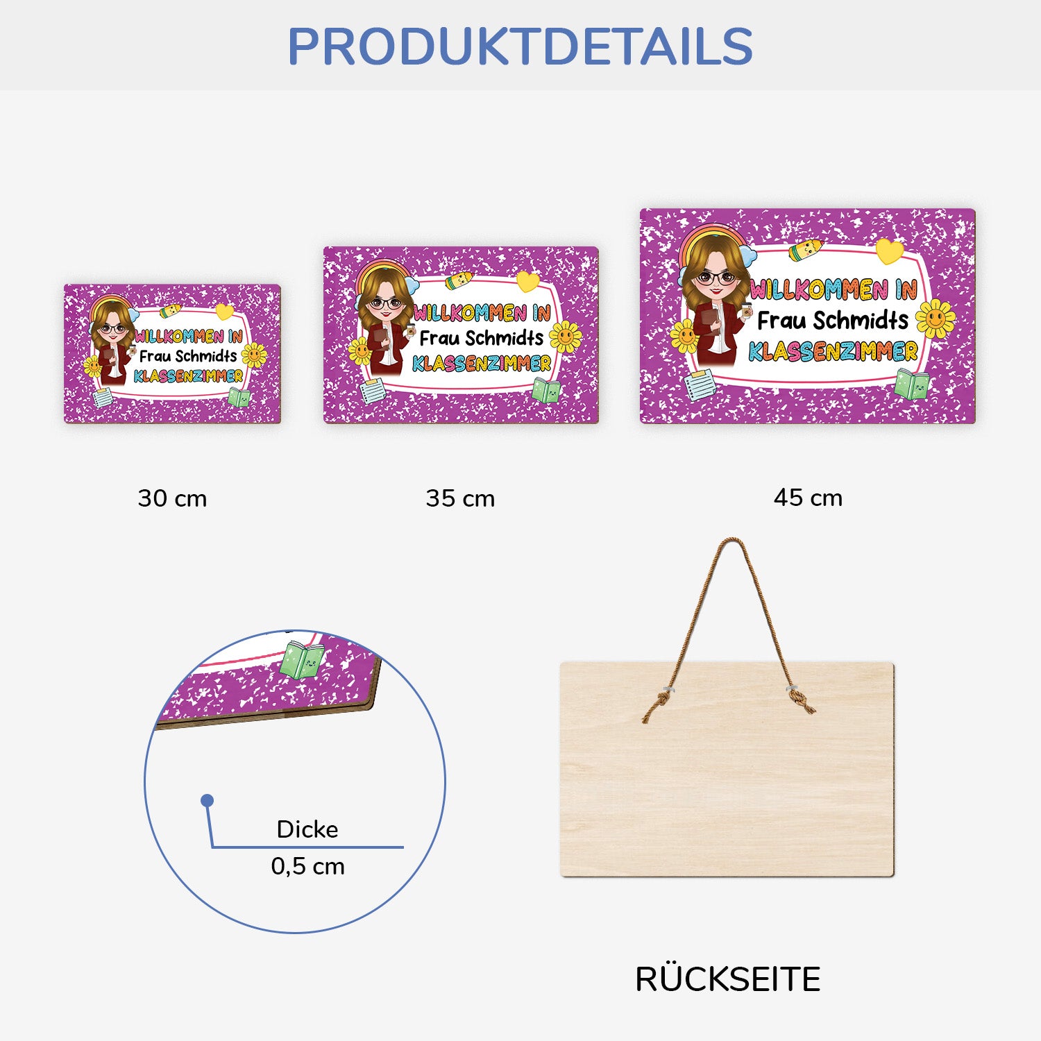 5204QGE3 willkommen in meiner klasse holzschild personalisiert_ lehrer lehrerin 5204QKMTT