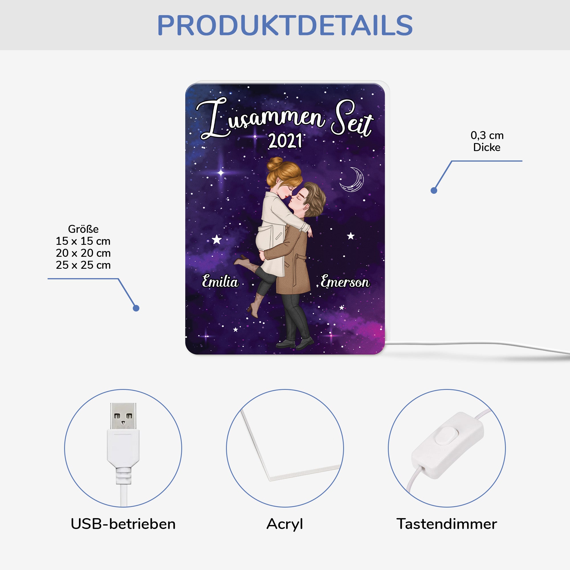 5205LGE3 zusammen personalisierte lightbox_ paar 5205L8MTG