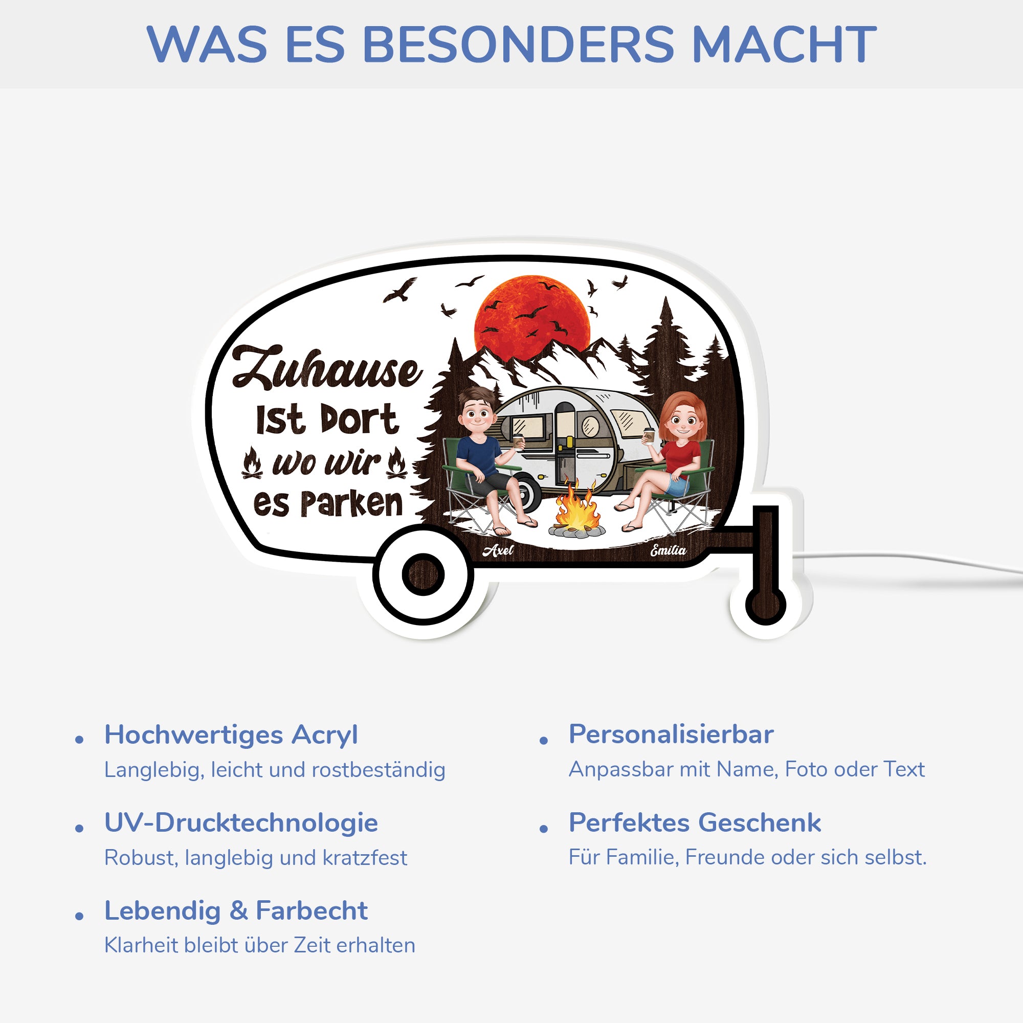 Camping Sprüche Kurz - Personalisiertes Geschenk | Lightbox Paar