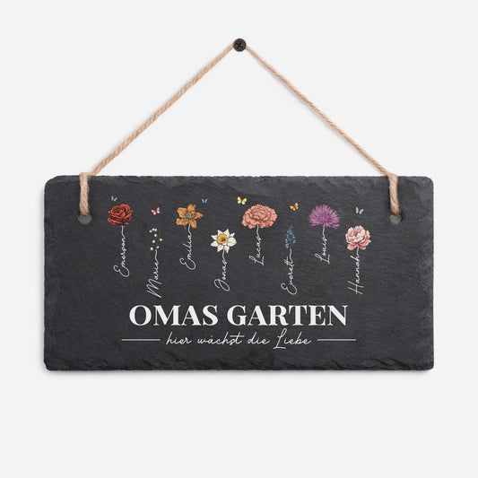5249AGE1 omas garten blumen personalisiertes geschenk garten  schiefer gartenschild omamama 5249aetpta