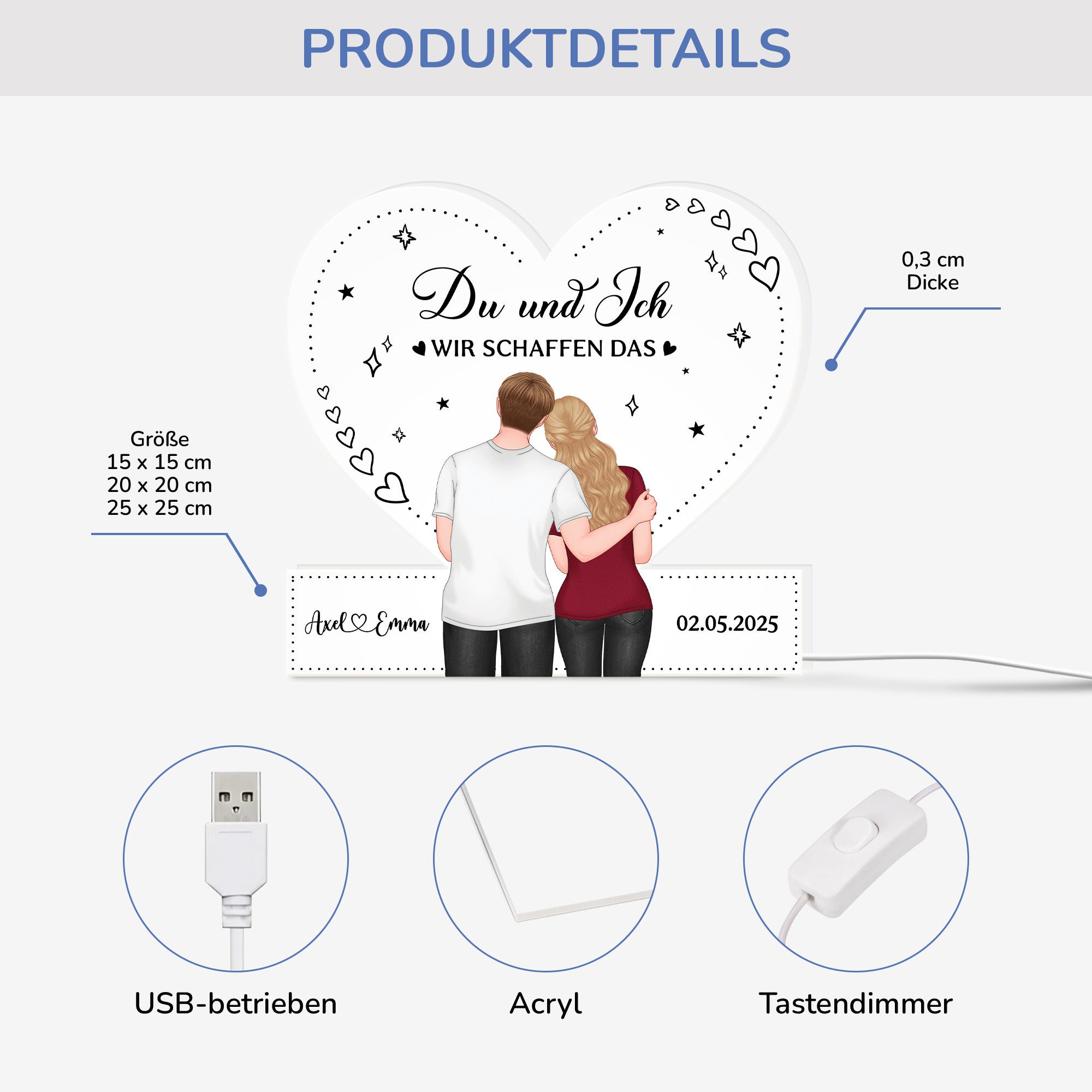 5250LGE3 du und ich wir schaffen alles personalisierte lightbox_ paar 5250LTLNG