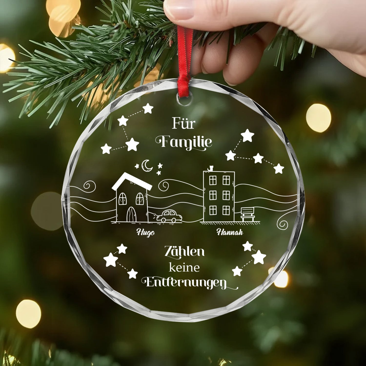 5357OGE2 wenn man familie ist spielen die kilometer keine rolle personalisierte glas ornamente familie freunde 5357OTQCI