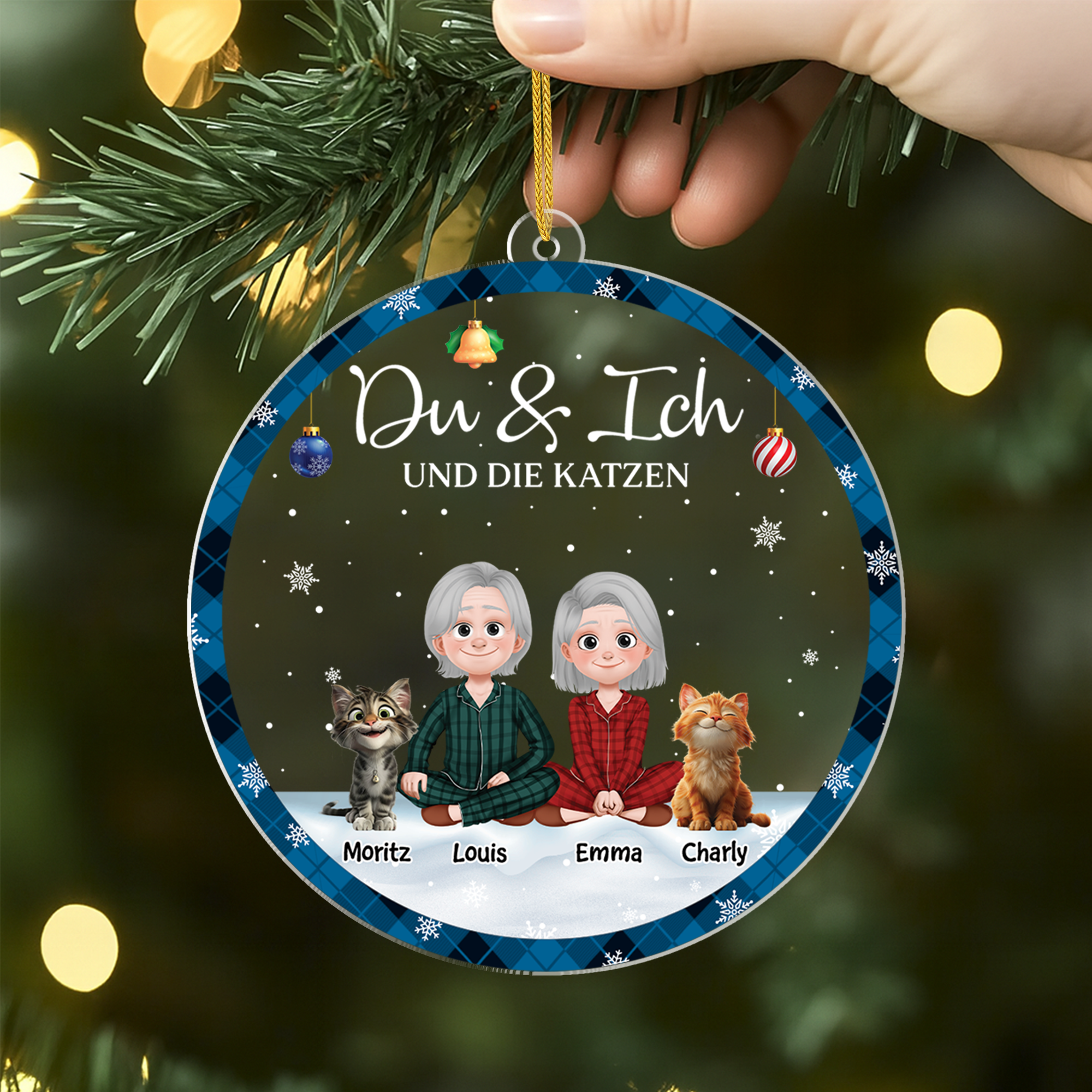 5360OGE2 du ich und die katzen personalisierter weihnachtsschmuck_ aus acryl fur paar 5360OKZ0D