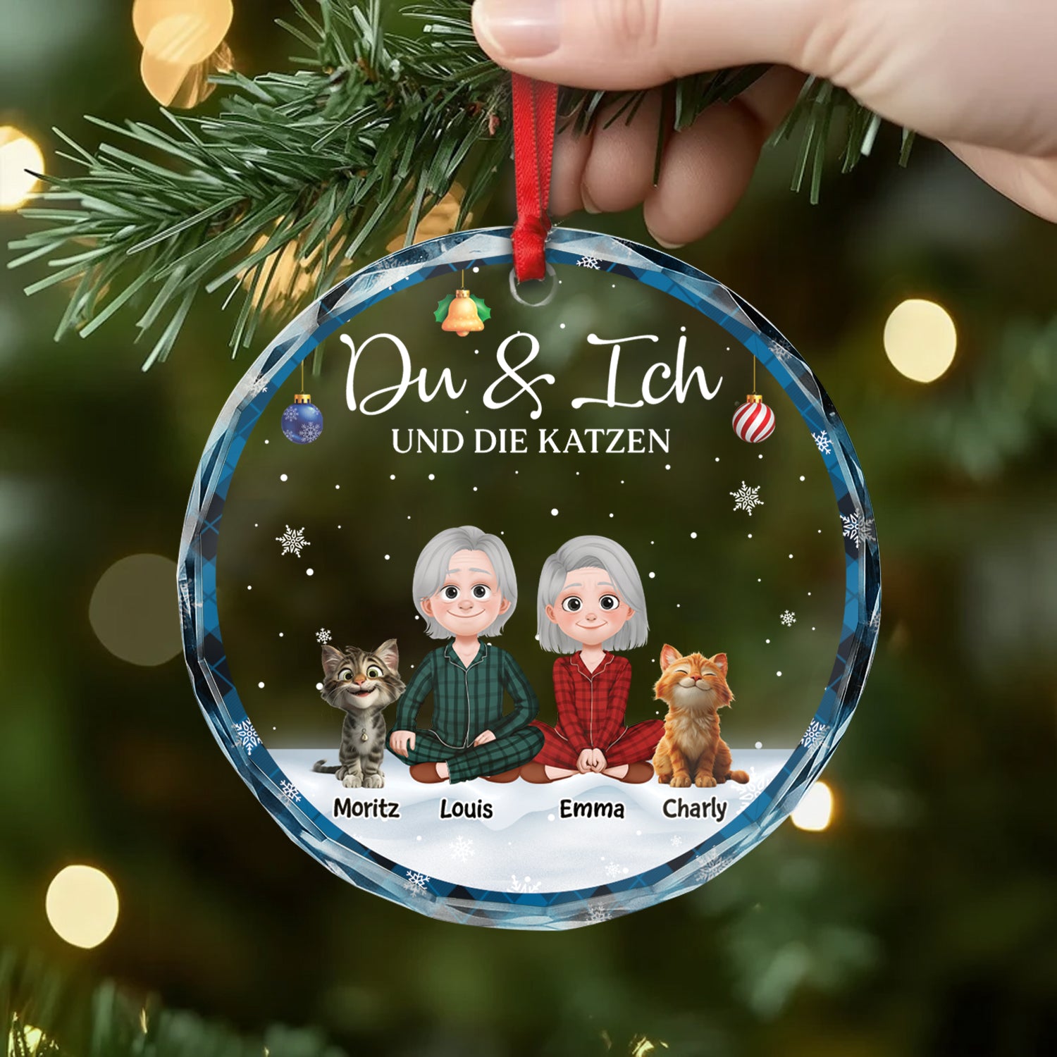 5360OGE2 du ich und die katzen personalisierter weihnachtsschmuck_ aus glas fur paar katzen 5360OKYZD
