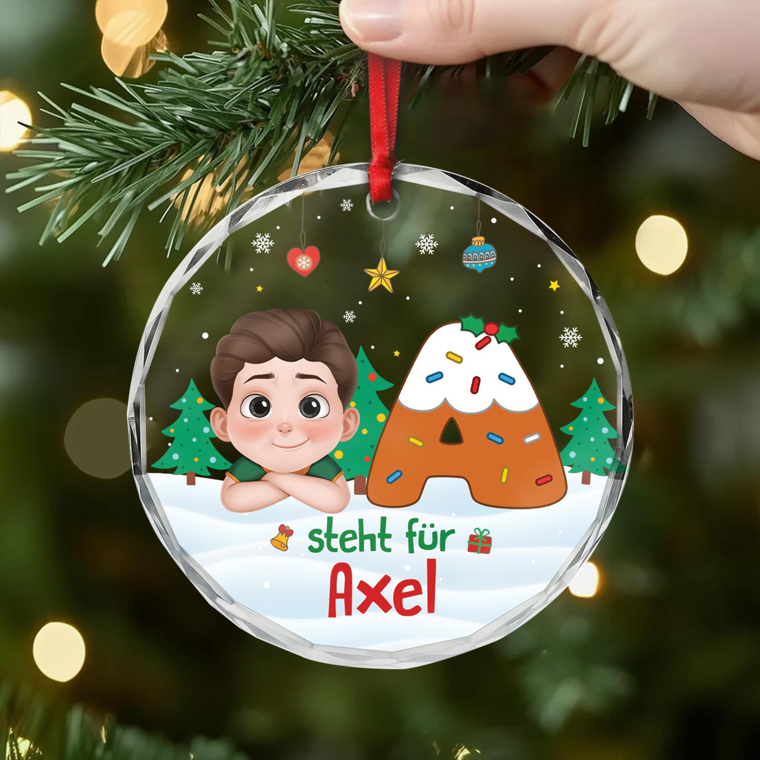 5371OGE2 abc buch personalisierter weihnachtsschmuck_ aus glas kinder 5371OKHAK