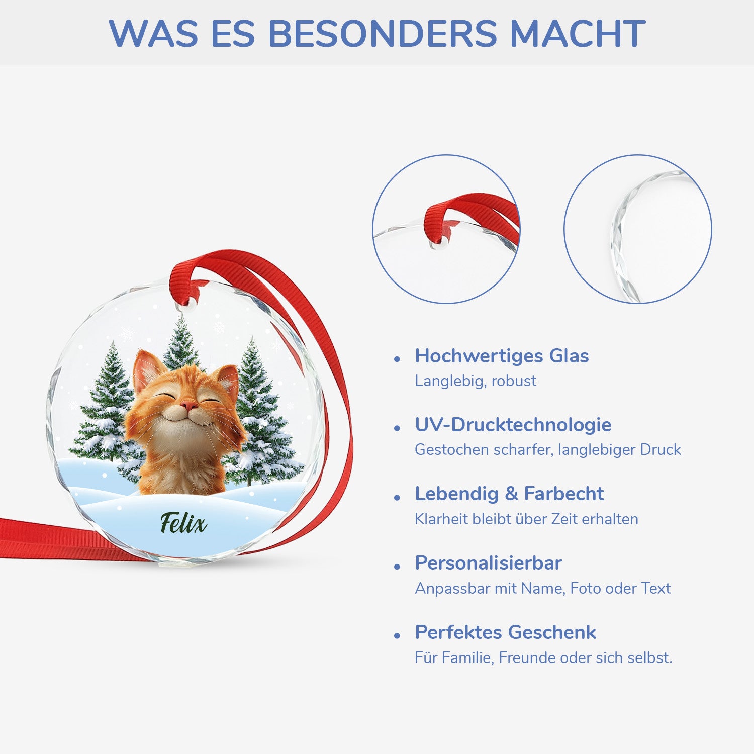 5379OGE4 katze weihnachtsbaum personalisierter weihnachtsschmuck_ aus glas katzen mit foto 5379OKQMD