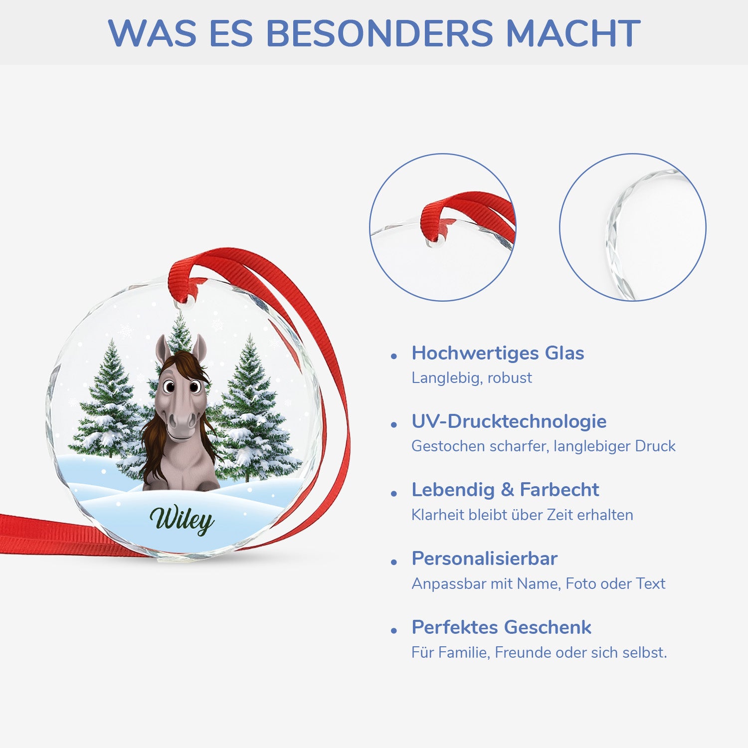 5379OGE4 pferd weihnachtsbaum personalisierter weihnachtsschmuck_ aus glas pferde mit foto 5379OKTMU