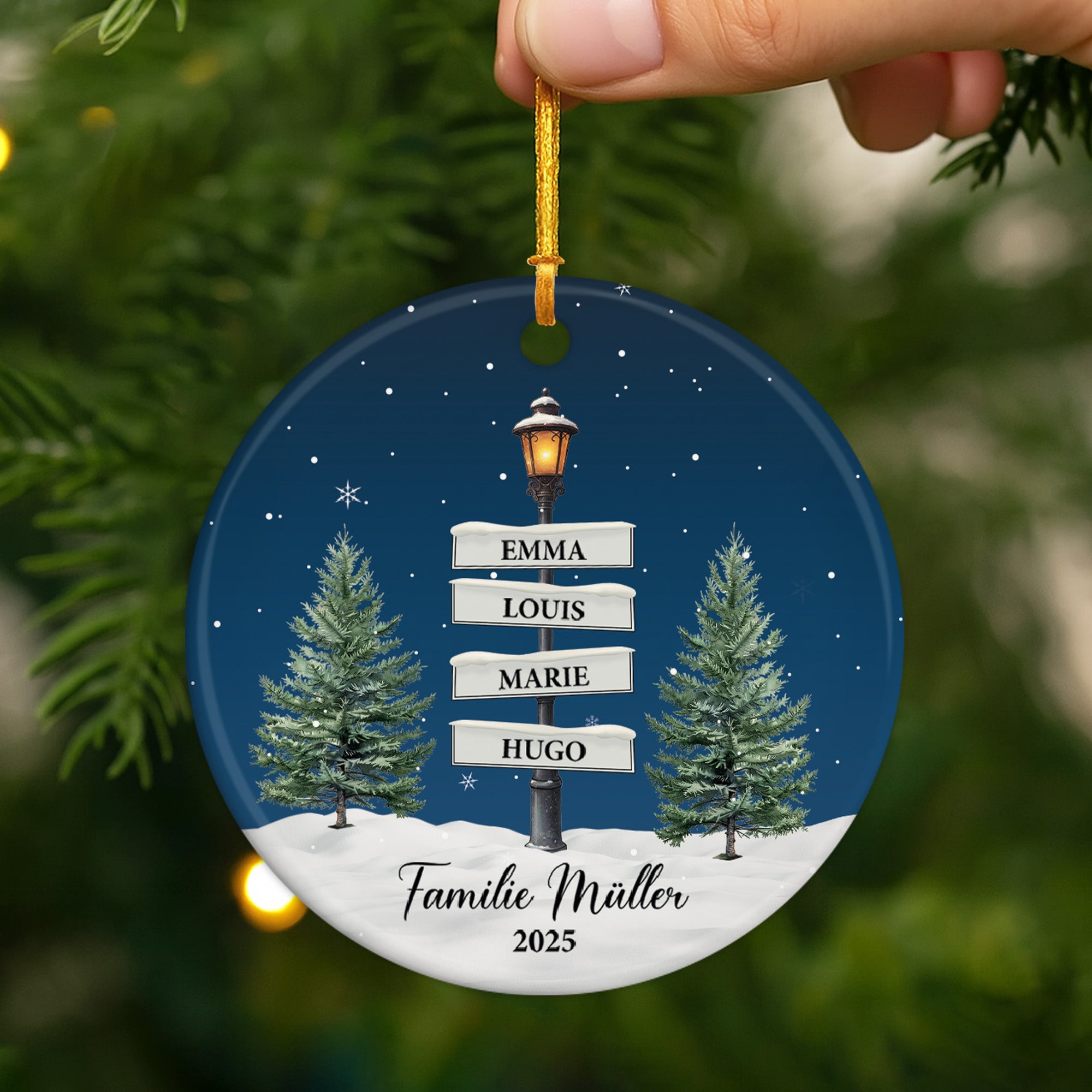 Personalisiertes Familien Ornament aus Keramik für Weihnachten