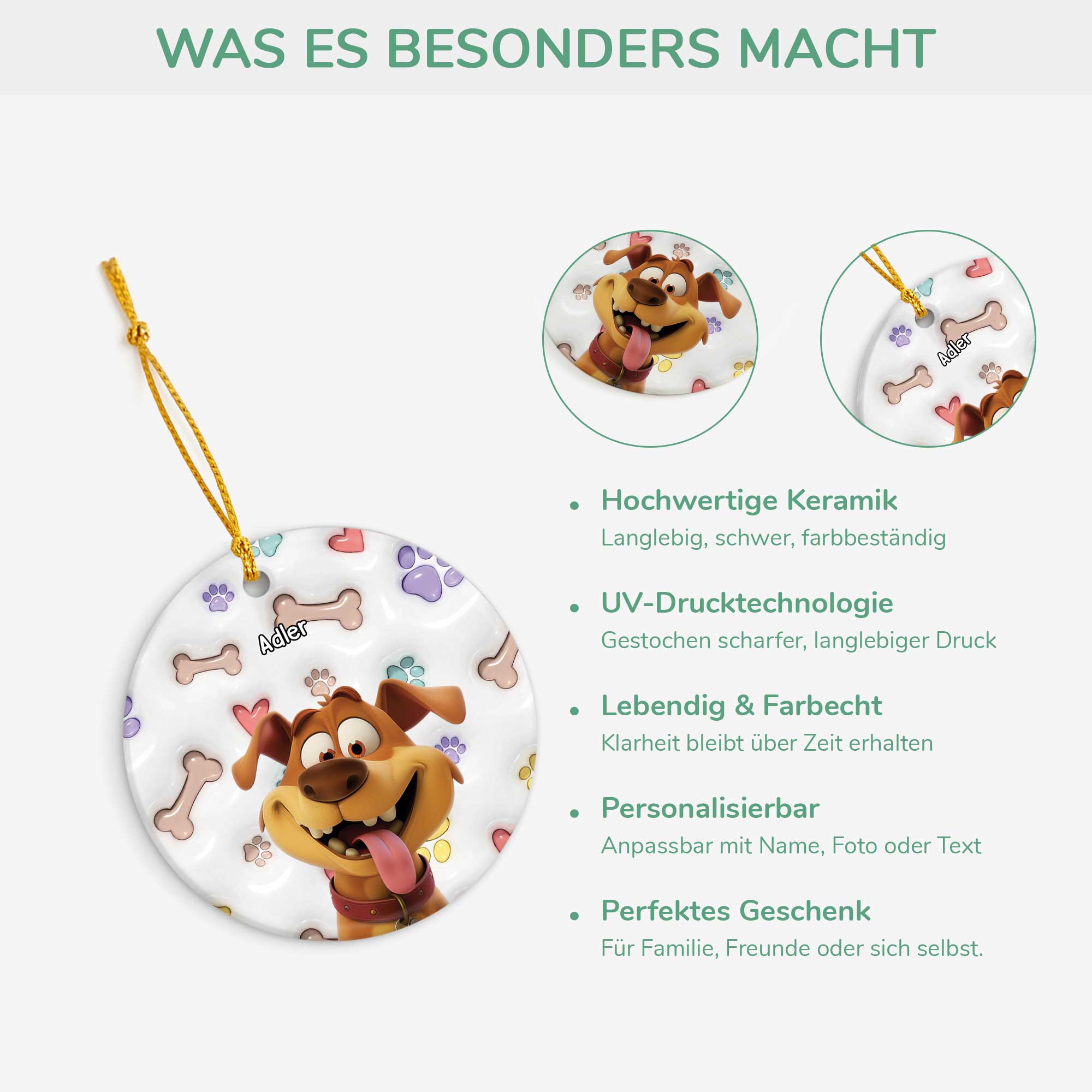 5382OGE4 hunde pfoten kauknochen personalisierte keramik ornamente hunde 5382O3KAC