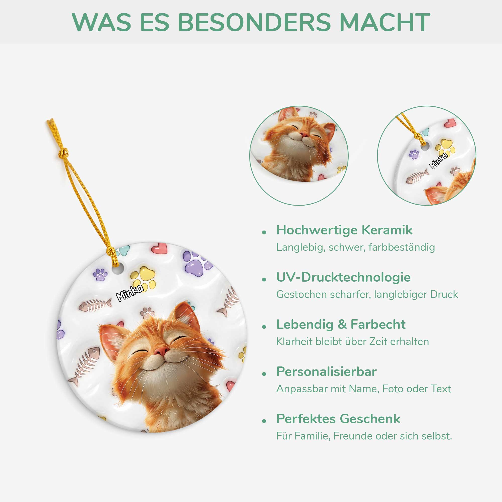 5382OGE4 katzen pfoten fischgrate personalisierte keramik ornamente katze 5382O3KAD