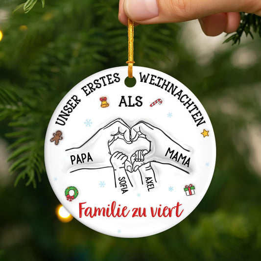 5383OGE2 3d druck effekt unser erstes weihnachten als familie personalisierter weihnachtsschmuck_ aus keramik familie 5383O