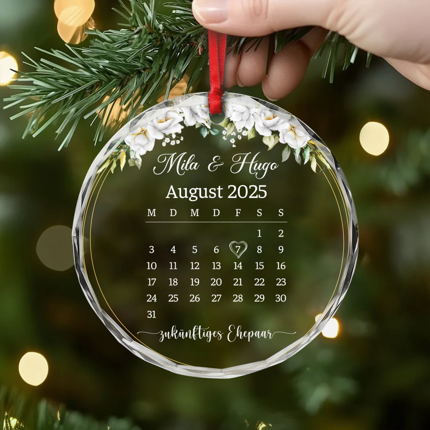 5393OGE2 bald verheiratet personalisierte glas ornamente paar kalender 5393OKLNG