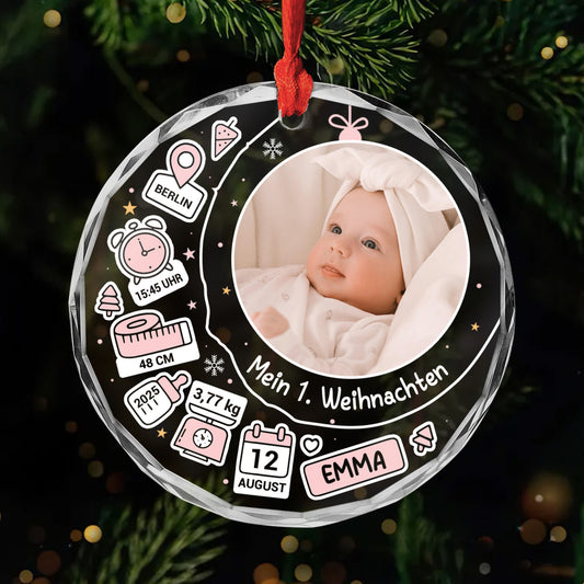5400OGE1 mein erstes weihnachten personalisierter weihnachtsschmuck_ aus glas baby mit foto 5400O3QTK
