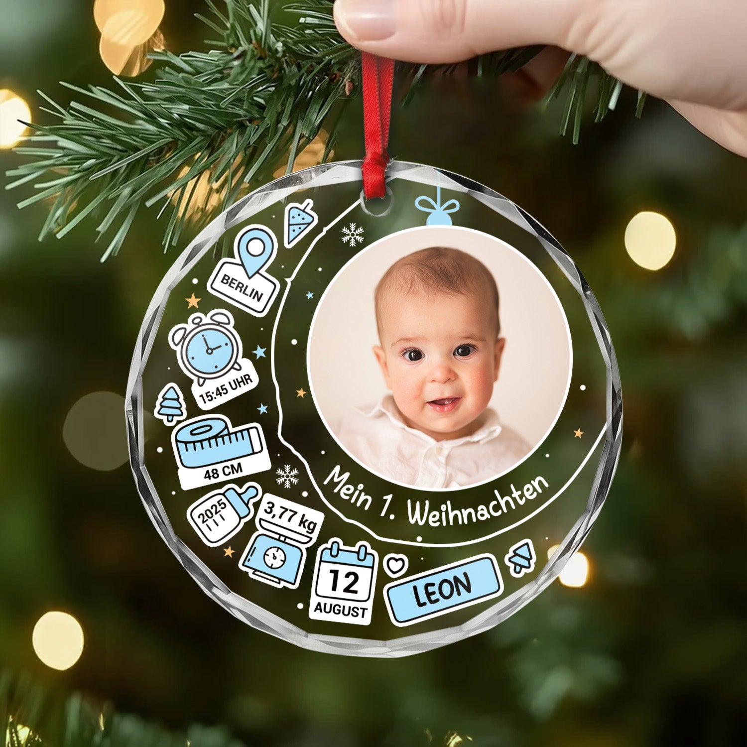 5400OGE2 mein erstes weihnachten personalisierter weihnachtsschmuck_ aus glas baby mit foto 5400O3QTK