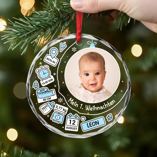5400OGE2 mein erstes weihnachten personalisierter weihnachtsschmuck_ aus glas baby mit foto 5400O3QTK