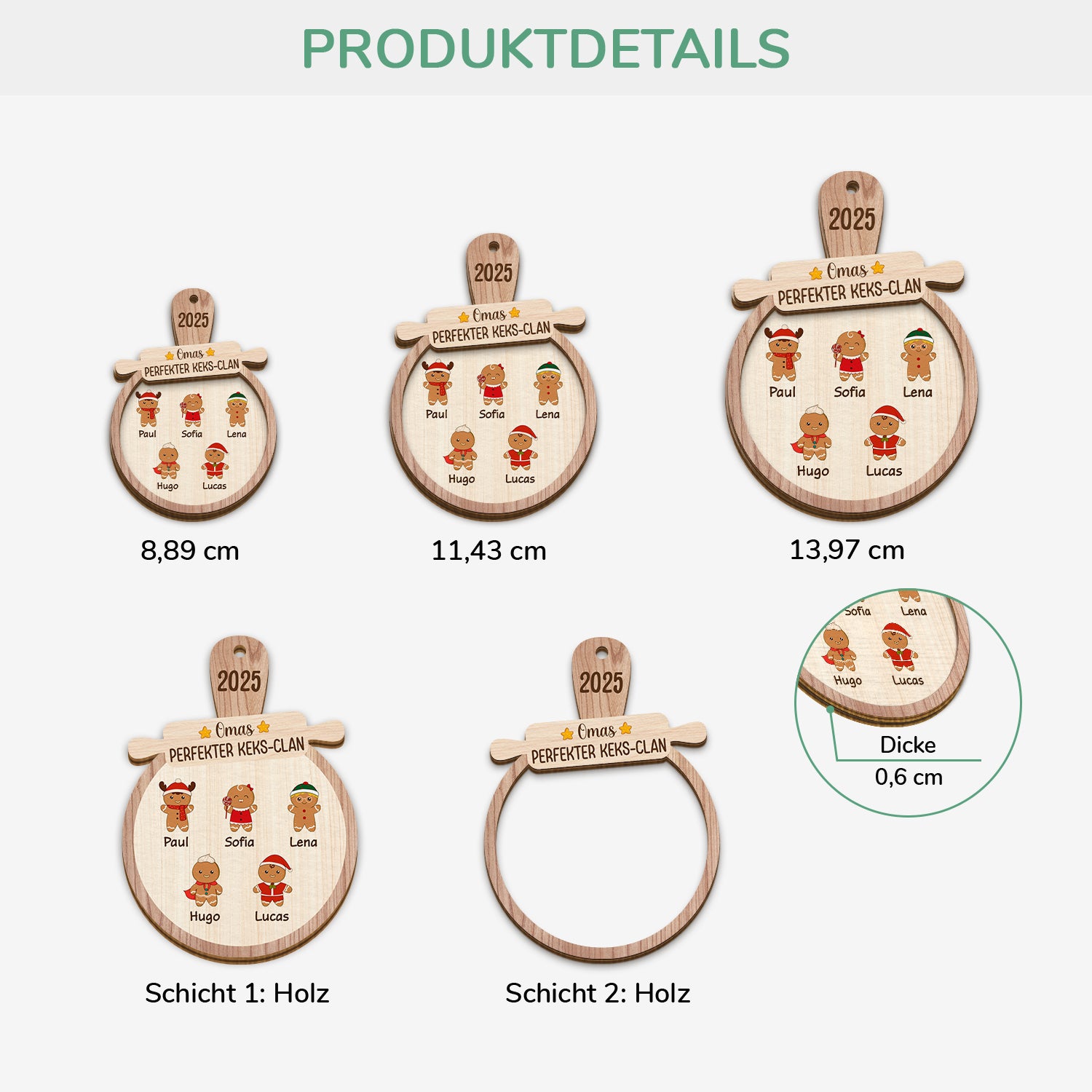 5412OGE3 omas perfekter keks clan personalisierte 2 schicht holz ornamente weihnachten oma 5412OKTZA