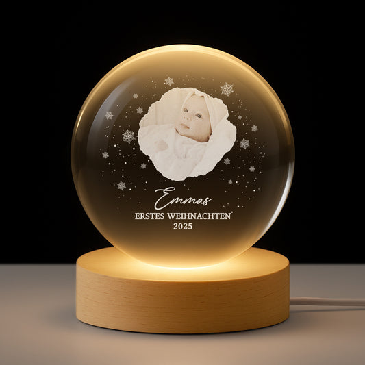 5413LGE1 erstes weihnachten kristallkugel personalisiert baby mit foto 5413LKM5K