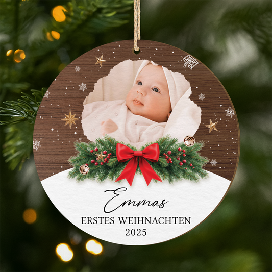 5413OGE1 erstes weihnachten personalisierte 1 schicht holz ornamente baby mit foto 5413OKT5K