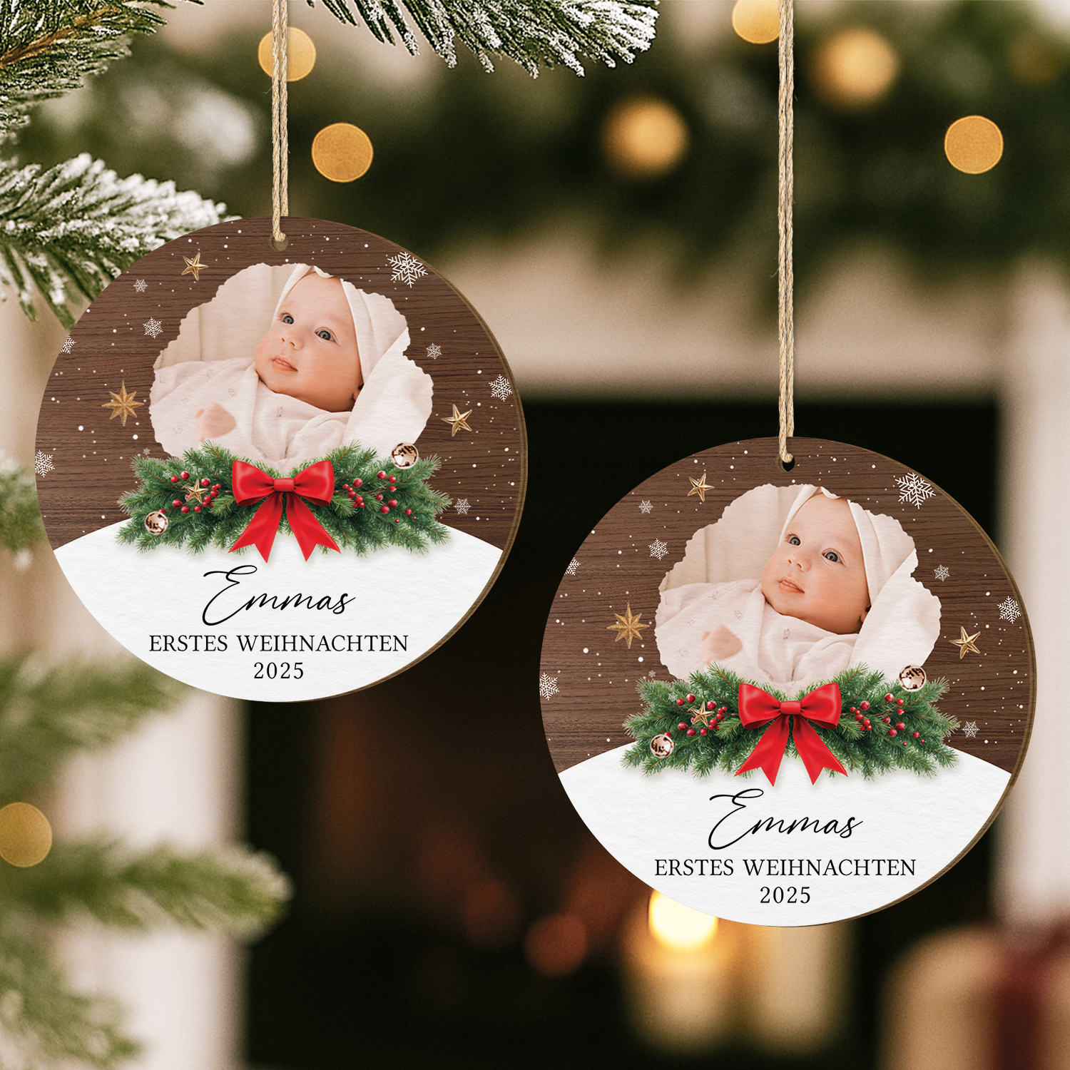 5413OGE2 erstes weihnachten personalisierte 1 schicht holz ornamente baby mit foto 5413OKT5K