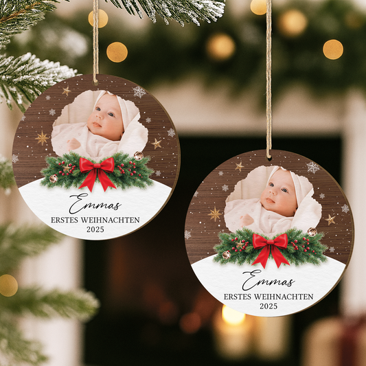 5413OGE2 erstes weihnachten personalisierte 1 schicht holz ornamente baby mit foto 5413OKT5K