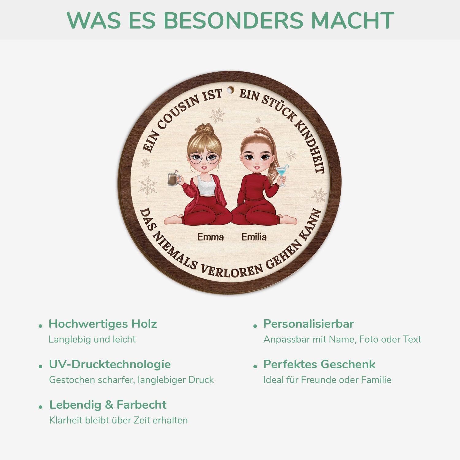 5422OGE4 ein cousin ist ein stuck kindheit personalisierte 2 schicht holz ornamente weihnachten geschwister 5422O6TAF