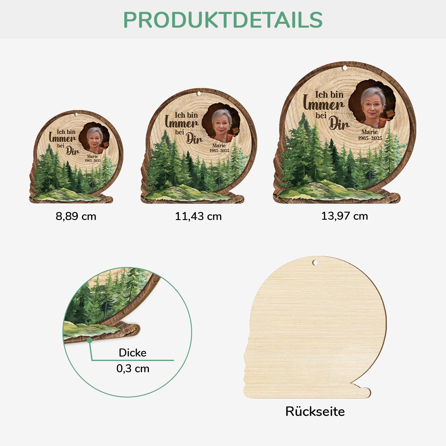 5425OGE3 ich bin immer bei dir personalisierte 1 schicht holz ornamente weihnachten mama mit foto zur erinnerung 5425O8ZQA