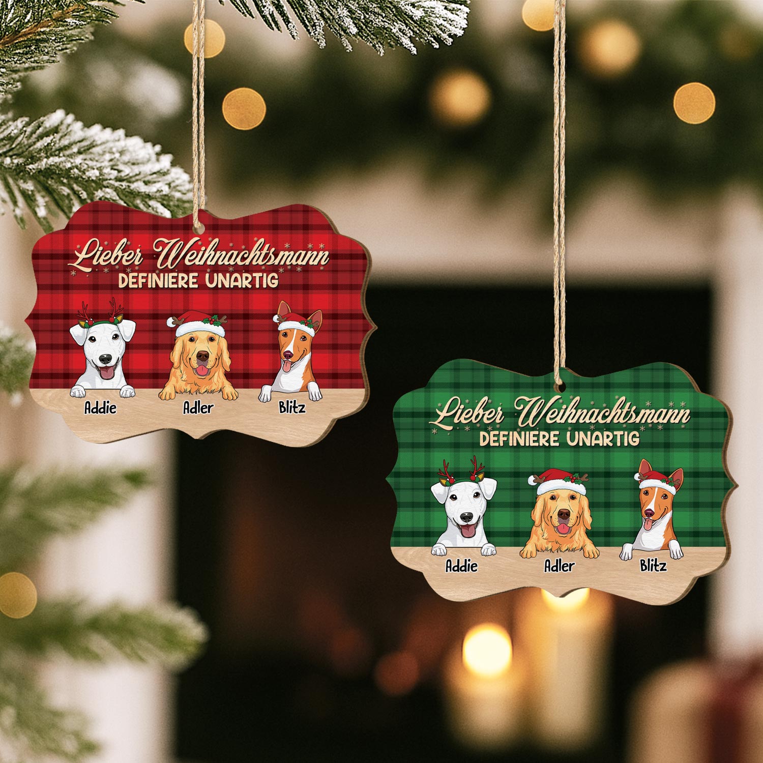 5434OGE2 lieber weihnachtsmann personalisierte 1 schicht holz ornamente weihnachten hund 5434OTLAC