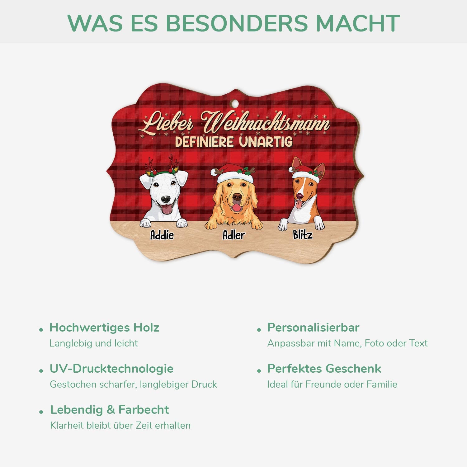 5434OGE4 lieber weihnachtsmann personalisierte 1 schicht holz ornamente weihnachten hund 5434OTLAC