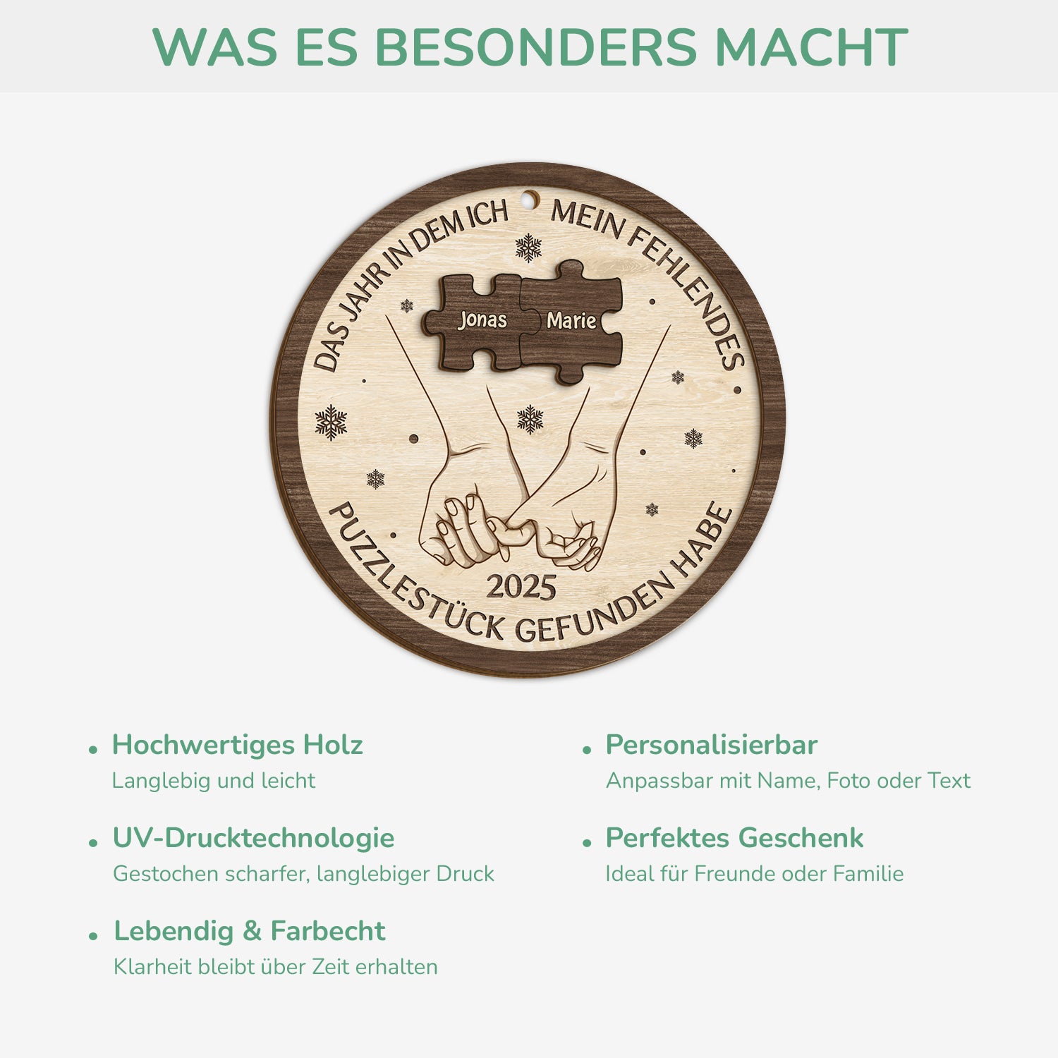 5444OGE4 fehlendes puzzlestuck gefunden personalisierte 2 schicht holz ornamente weihnachten paar 5444OTVNG