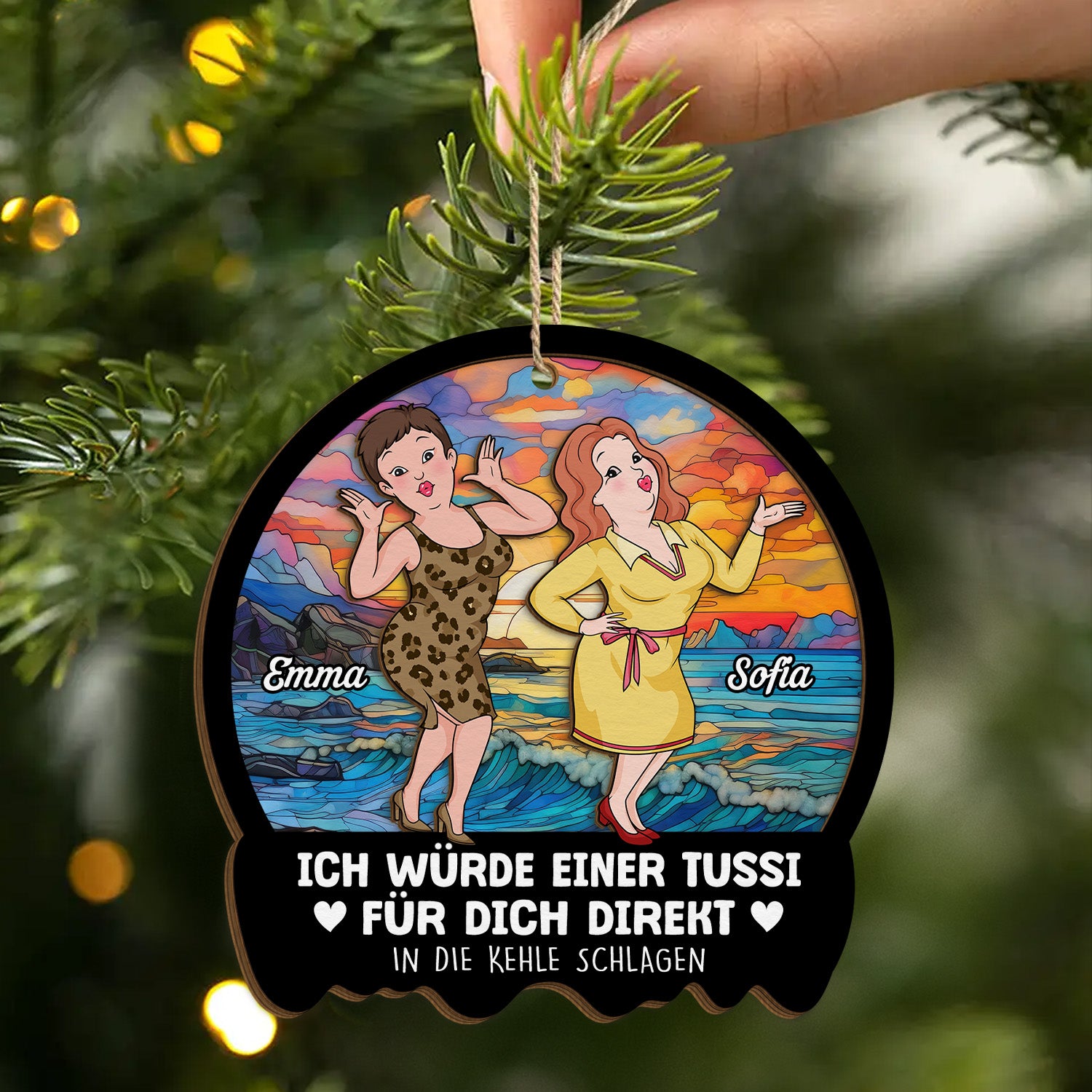 5446OGE2 ich wurde fur dich kampfen personalisierte 2 schicht holz ornamente weihnachten beste freunde 5446O8TTF