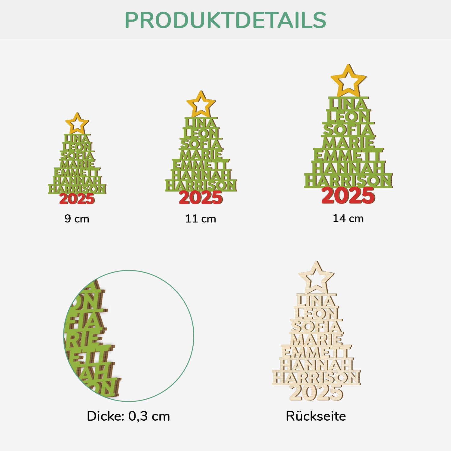 5448OGE3 familie weihnachtsbaum personalisierte 1 schicht holz ornamente weihnachten 5448O6QMF