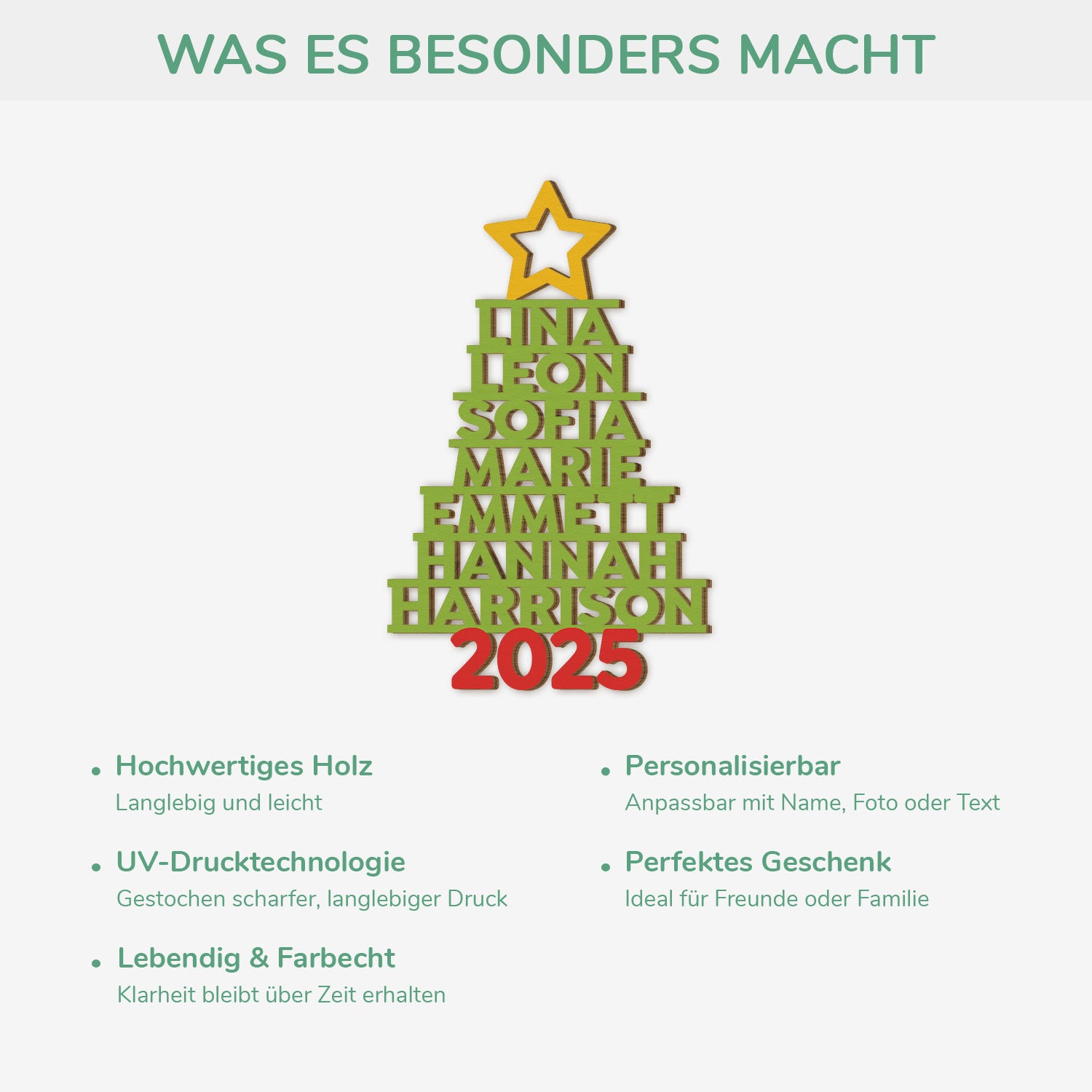 5448OGE4 familie weihnachtsbaum personalisierte 1 schicht holz ornamente weihnachten 5448O6QMF